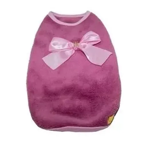Blusa pet com laço rosa 4 patas tam M