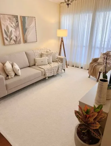 Tapete para sala/quarto lavável em máquina 2,5m X 3m- Off White