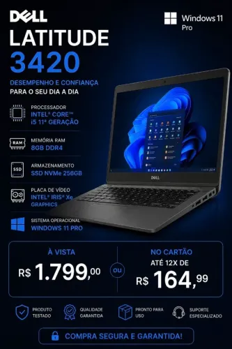 Notebook Dell 3420 i5 gen 11 8gb ram