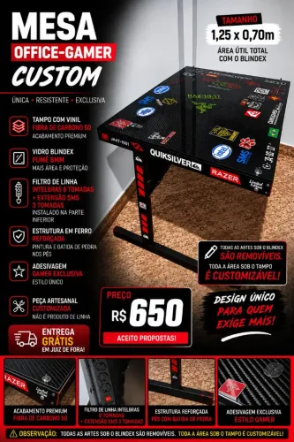 Mesa Office-Gamer Customizada