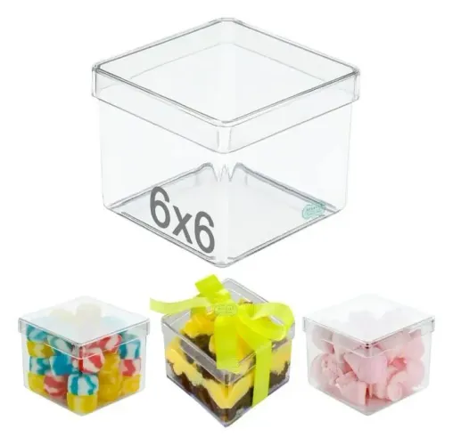 40 caixinha acrílica transparente 6x6