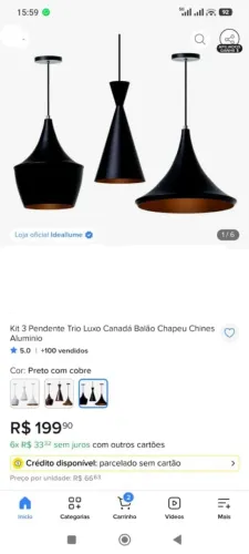 Kit pendente 3 peças