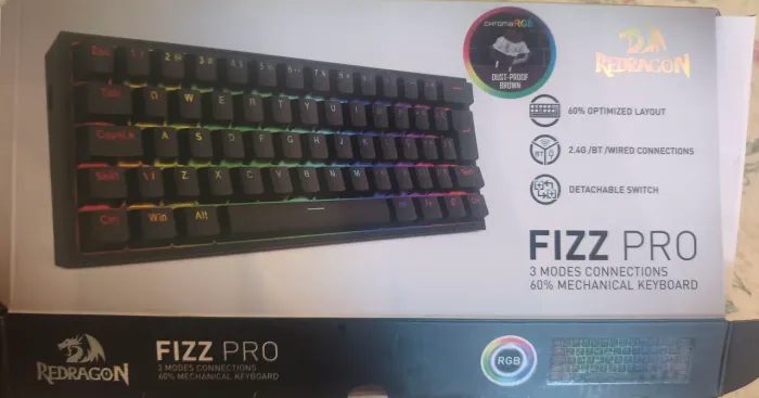 Teclado mecânico gamer redragon fizz pro sem fio