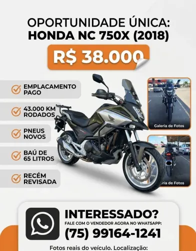 Honda NC 750X 2018 - Oportunidade