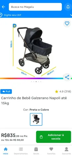 Carrinho de Bebê Galzerano