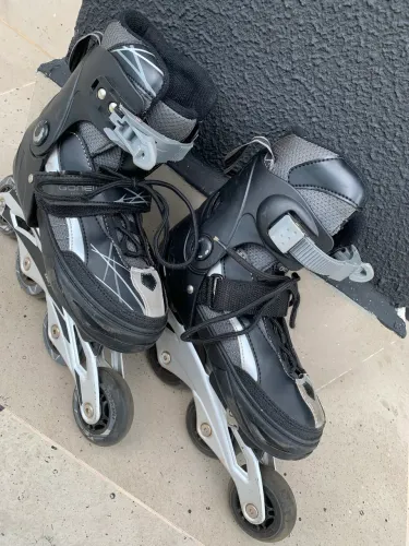 Patins Roller Gonew Inline Preto/Cinza Ajustável - Ótimo Estado
