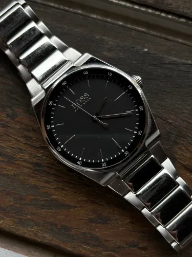 Relogio Hugo Boss Aço Fundo Preto
