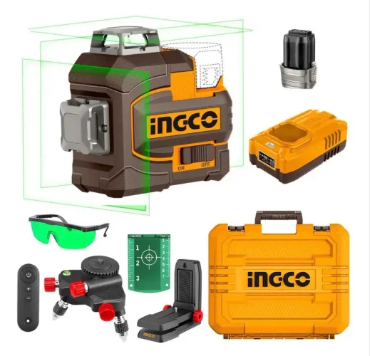 Nível laser a bateria com controle remoto e acessórios 