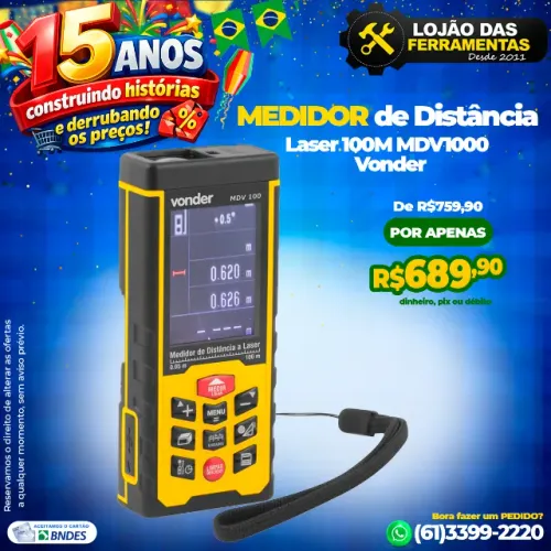 Medidor de Distância Laser 100M MDV1000 Vonder