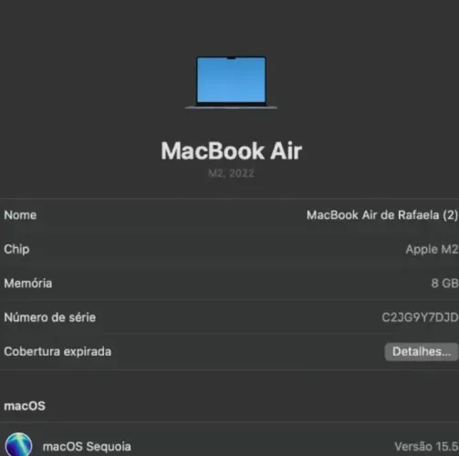 Apple MacBook Air M2 2022 MLY23LE/A Midnight 2560 px x 1664 px disco SSD 256 GB Apple M2 1