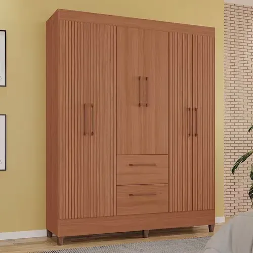 Guarda-Roupas Star 100% MDF Tuboarte 6 Portas 2 Gavetas - Marrom