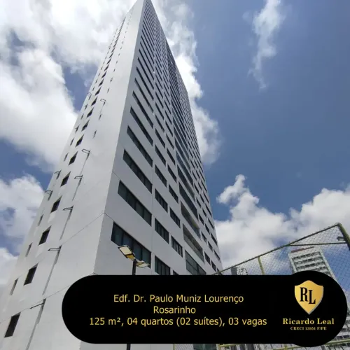 Vendo Apartamento no Rosarinho, 125 m², 04 quartos (02 suítes)