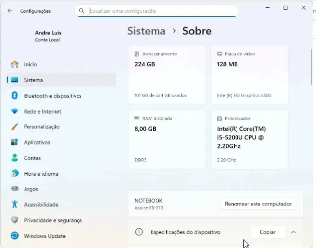 Notebook Core i5 | 8GB RAM | SSD 250GB - Rápido e Pronto para Uso