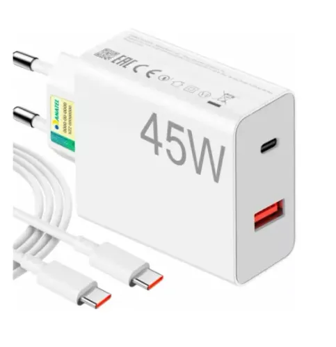 Carregador de Celular Turbo 45W PD USB com cabo Type-C 1 Metro LEHMOX (Entrego)