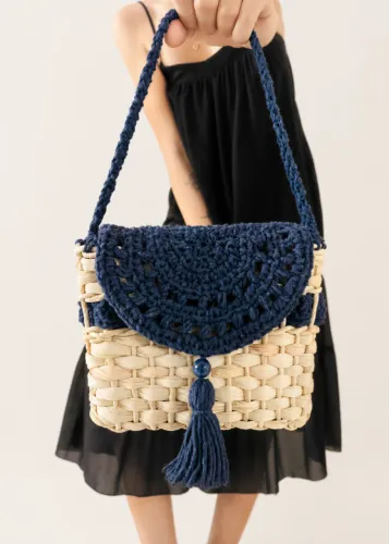 Bolsa Palha + Crochê
