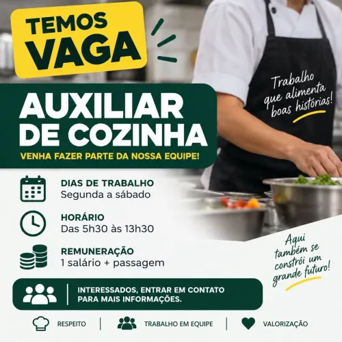 VAGA PARA AUXILIAR DE COZINHA
