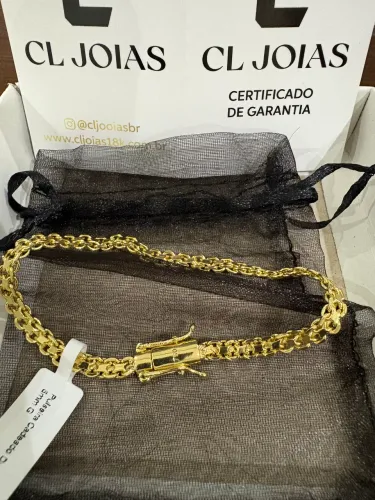 Pulseira esteira banhada a ouro 18k
