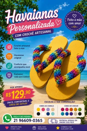Chinelos havaianas de croché 
