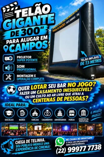 Aluguel de Mega Telão Inflável para Projeções em Eventos, Igrejas, Colégios, etc.