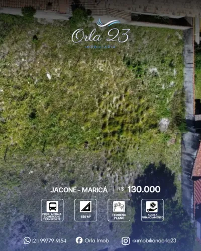 JACONÉ, ORLA 23 IMOBILIÁRIA VENDE! Excelente terreno plano em rua principal com 450 m²