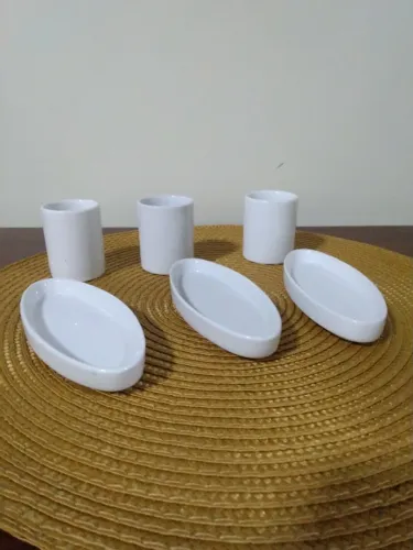 Conjunto 6 peças porcelana aro branco