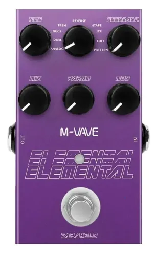 Pedal de Efeito Delay M-Vave Elemental 9 Tipos True Bypass Violeta-escuro