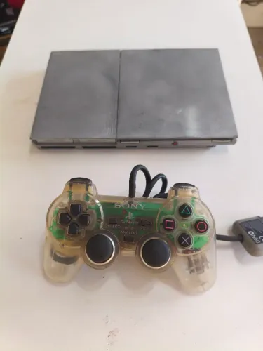 Playstation 2 slim prata controle edição cristal !!