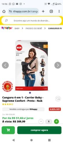 Canguru 4 em 1 - Carrier Baby - Supreme Confort - preto - Nuk