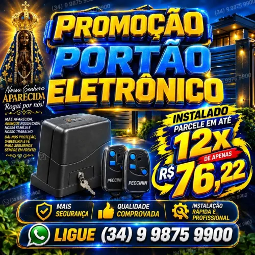 Portão Eletrônico R$750,00 ou 12x R$76,22 Instalado.
