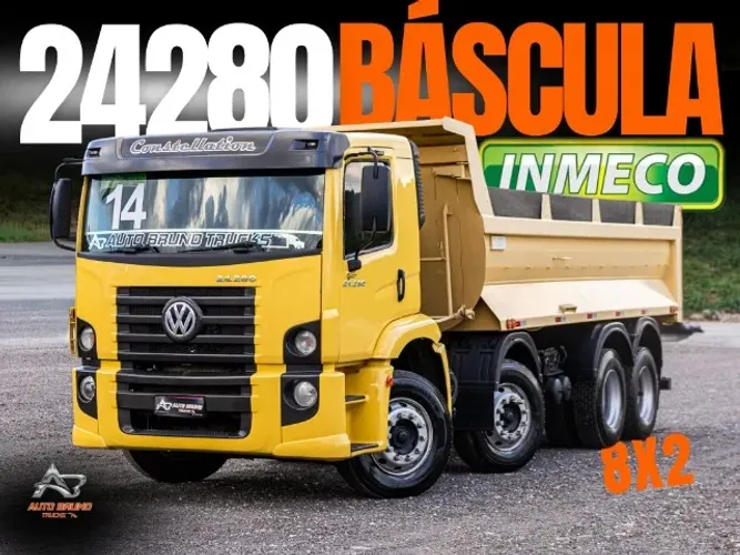 VW 24280 Bitruck 8x2 Caçamba INMECO de 12m e Comando Hyva Impecável! 4 eixos quarto eixo