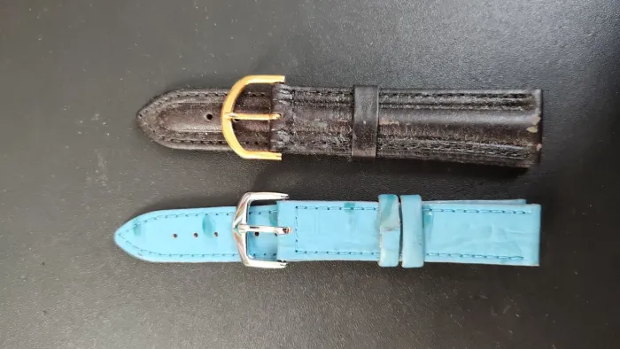 pulseira relógio de pulso couro marrom e azul