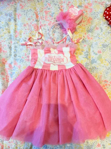 Fantasia Pipoquinha Doce Infantil Rosa com Tule 6 anos