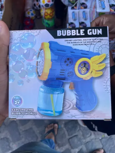 Pistola Lança Bolhas Sabão Bubble Gun Elétrica Com Luz Led