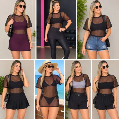 Kit 3 Camisas de Tule