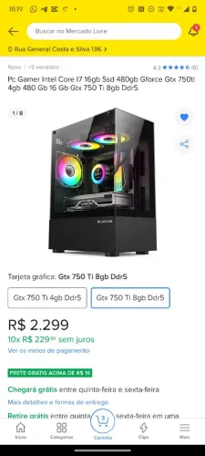 PC GAMER i7 + RX 580 2048SP 8GB + 16GB RAM + SSD 480GB