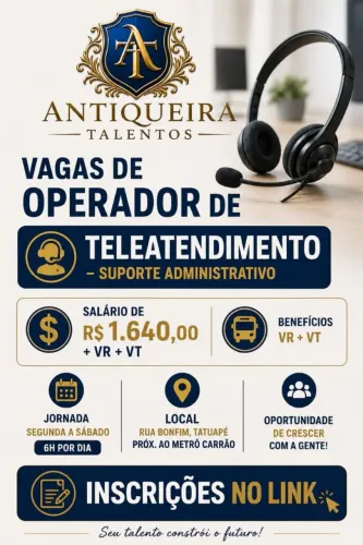 Emprego em Tatuapé São Paulo, telemarketing, teleatendimento, call center.