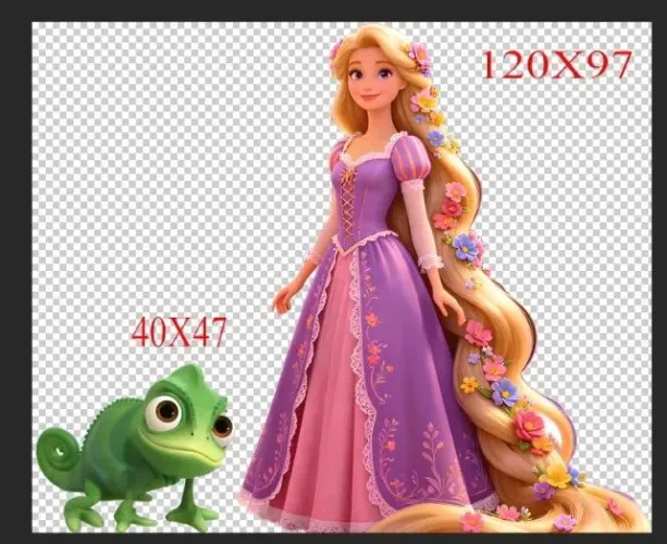 Placa Personagem Rapunzel e Pascal