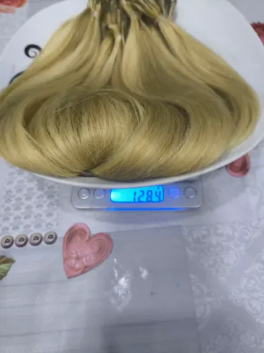 Alongando de cabelo humano loiro 128g