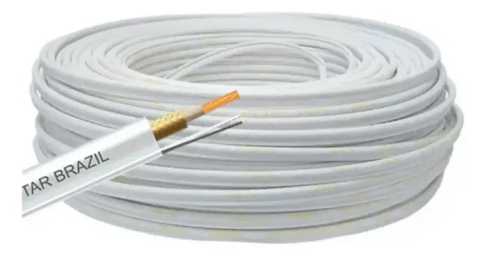 Cabo Coaxial Branco 4mm Cftv Câmera Segurança 100 Metros