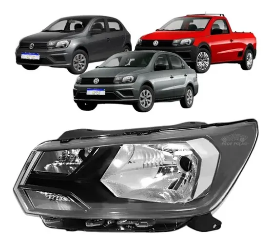 Farol Gol Voyage G8 Saveiro G7 2019 A 2023 Friso Preto Le Esquerdo/motorista