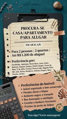 Procura-se imóvel para alugar | Aracaju