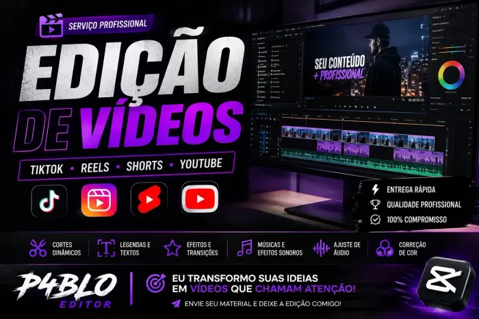 EDIÇÃO DE VÍDEOS PROFISSIONAL | REELS, TIKTOK E MAIS