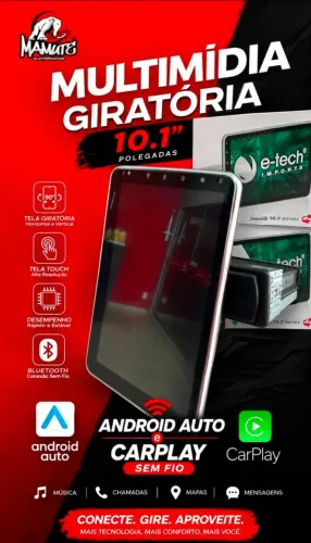 Multimídia 10.1 Android giratória 1 Din ;;