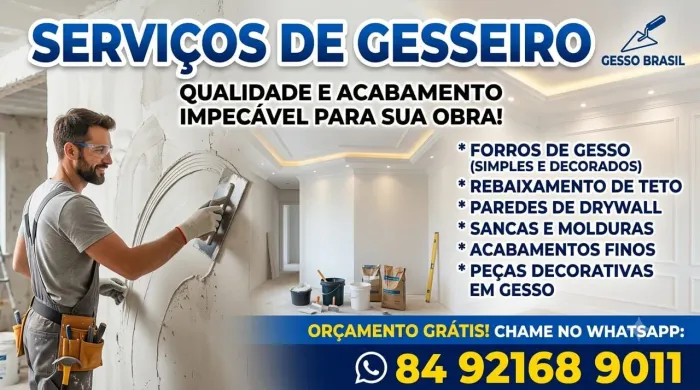 Trabalho com gesso e serviço pintura em geral 
