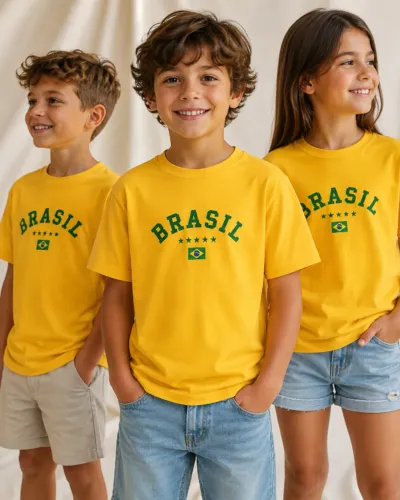 Blusa do Brasil infantil 100% algodão antialérgico.