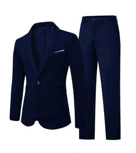 Blazer Masculino de Botão Único & Calça de Terno Formal, Cerimônia