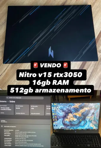 Acer Nitro V15 rtx3050 - 16gb RAM | 512 arm . Notebook gamer