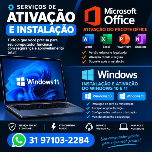 Ativação Windows e pacote Office