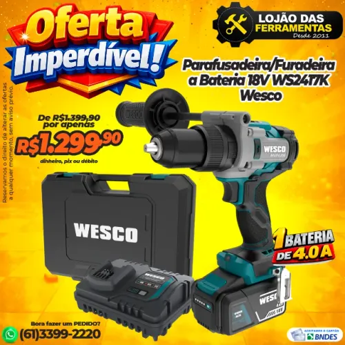Parafusadeira/Furadeira a Bateria 18V WS2417K Wesco