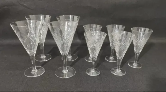 16 Taças De Cristal Vintage Lapidado Água Vinho Licor Lindos
